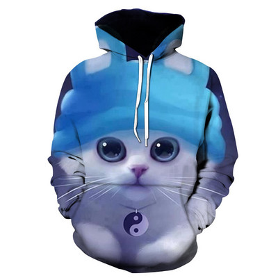 Crtani kawaii duksevi s kapuljačom 3D printane mačke prekomjerna muška ženska dukserica pulover dugih rukava dukserica s kapuljačom Gornji dijelovi muške odjeće