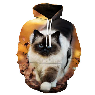 Crtani kawaii duksevi s kapuljačom 3D printane mačke prekomjerna muška ženska dukserica pulover dugih rukava dukserica s kapuljačom Gornji dijelovi muške odjeće