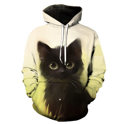 Crtani kawaii duksevi s kapuljačom 3D printane mačke prekomjerna muška ženska dukserica pulover dugih rukava dukserica s kapuljačom Gornji dijelovi muške odjeće