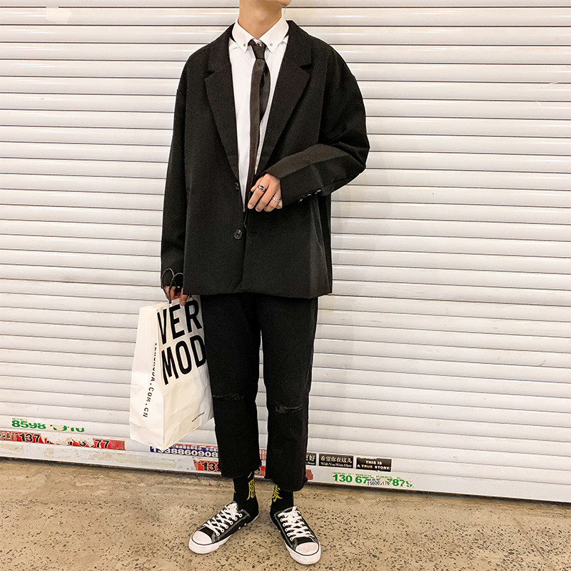 Vyriškas biuro kostiumas švarkas Japoniškas gatvės apranga Naktinis klubo kostiumas Vyriški viršutiniai drabužiai Didelis kostiumas Madingas vyriškas kostiumas Blazeris Laisvalaikio vyriški drabužiai