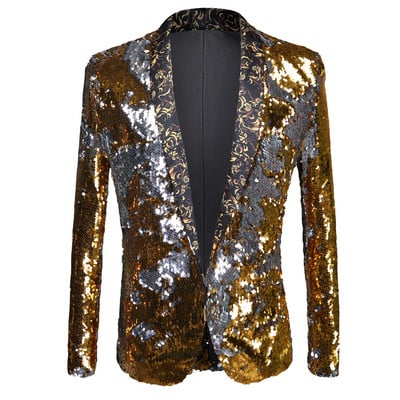 Särav kollane Fliving Sequin Bazer Jacket Meeste ööklubi balliülikond Bleiser meeste pulmapeigmees Lava laulja ülikond jakk KostüümHomme