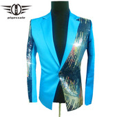 Plyesxale brändi Sequin Blazer Meeste Kuninglik Sinine Kollane Must Roos Punased Purpursed Bleiserid Meestele Lauljakostüüm Prom Stage Blazer Q229