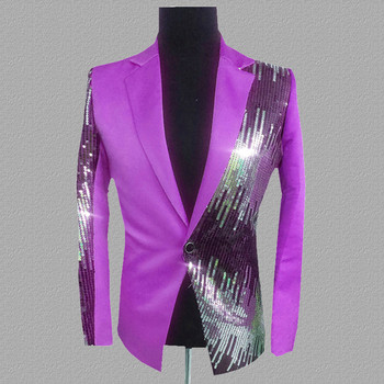 Plyesxale μάρκας Sequin Blazer Men Royal Blue Yellow Black Rose Red Purple Blazers For Men Singer Costume Prom Stage Blazer Q229