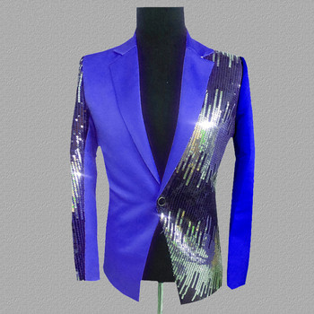 Plyesxale μάρκας Sequin Blazer Men Royal Blue Yellow Black Rose Red Purple Blazers For Men Singer Costume Prom Stage Blazer Q229