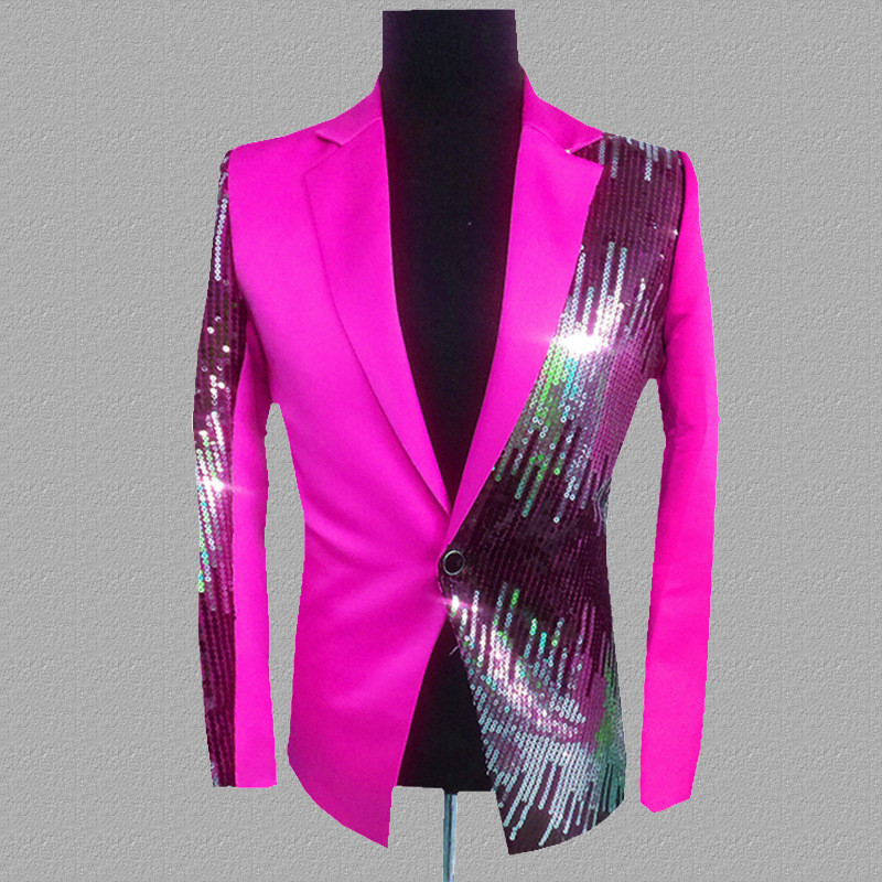 Plyesxale brändi Sequin Blazer Meeste Kuninglik Sinine Kollane Must Roos Punased Purpursed Bleiserid Meestele Lauljakostüüm Prom Stage Blazer Q229
