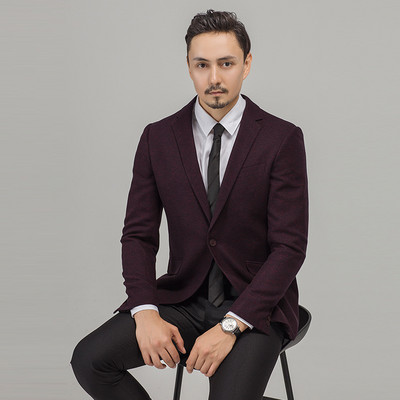 Meeste bleiser kvaliteetne lihtne klassikaline ülikond äri veinpunane tumesinine ühevärviline jakk 6XL kostüüm Homme