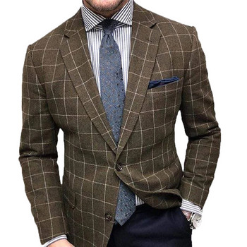 Ανδρικό κοστούμι σακάκι Άνοιξη και Φθινόπωρο Νέο Βρετανικό Business Mature Gentleman καρό Casual καρό κοστούμι συν-μεγέθους