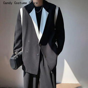 Ανδρικά λεπτά παλτό M-2XL Ανδρικά μπλέιζερ με μακρυμάνικο πέτο με κουμπί Φαρδιά κοστούμια Csual Κορεάτικη μόδα 2023