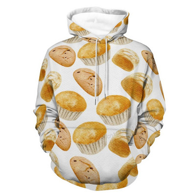 3D majica s kapuljačom s uzorkom hrane, poliester Cool, muškarci, žene, Harajuku majica s kapuljačom, uniseks, ležerni pulover s kapuljačom