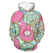 Donut Pattern 3D kapuuts Polüester Lahedad Mehed Naiste Harajuku Pusa Unisex Casual Pullover Hoodies