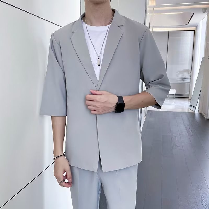 Ljetni sako kratkih rukava Muški Slim Fit Fashion Society Muški sako Poslovno ležerno odijelo Sako Muški uredski svečani sako