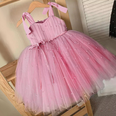 Haljina od tila za djevojčice Princess Party Tutu Lepršava haljina Vjenčanica s cvijetom u boji šampanjca Dječja odjeća Dječja odjeća Vestidos