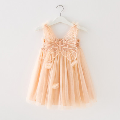 Laste punnis kleit Tüdrukutele võrkkangast väike kleit Ruumiline tiivad haldjakleit Armsad sünnipäevapeokleit printsessikleidid