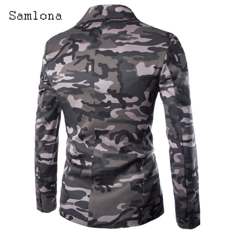 Samlona Muški modni blejzeri velike veličine Jakne s preklopnim ovratnikom Vintage kamuflažna gornja odjeća 2023. Novi proljetni vojni blejzer