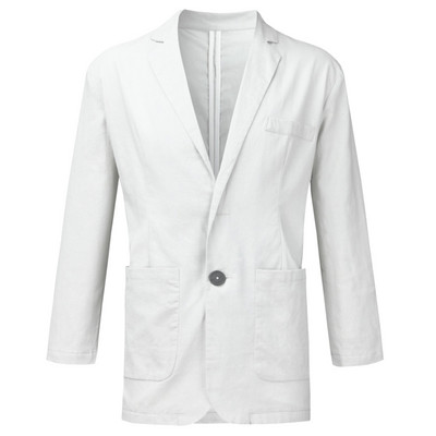 Za Blazer Blazers Jakna Blazers Sleeve Jesen Muškarci Muškarci Pamučna odjeća Homens Džepovi kaputa Dugi Blazers Laneno na gumbe Muškarci One