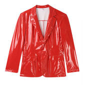 Muški motociklistički kostimi Wet Look Lakirana kožna jakna na rever Ležerna jakna s dugim rukavima na revere Muško odijelo Blazer Clubwear