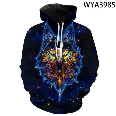 3D printane majice s kapuljačom Muškarci Žene Wolf Animal Series Puloveri Sweatshirts Cool Boy Girl Kids Streetwear Modni kaput dugih rukava