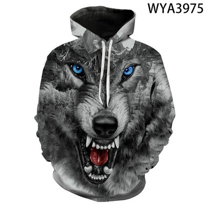 3D printane majice s kapuljačom Muškarci Žene Wolf Animal Series Puloveri Sweatshirts Cool Boy Girl Kids Streetwear Modni kaput dugih rukava