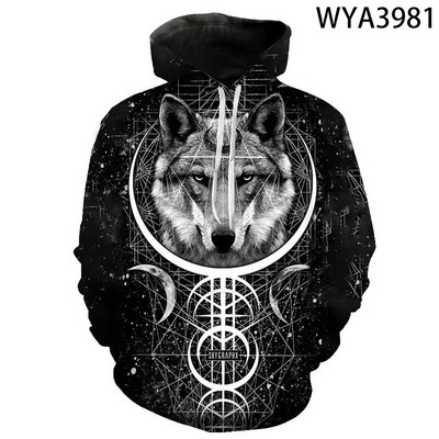3D printane majice s kapuljačom Muškarci Žene Wolf Animal Series Puloveri Sweatshirts Cool Boy Girl Kids Streetwear Modni kaput dugih rukava