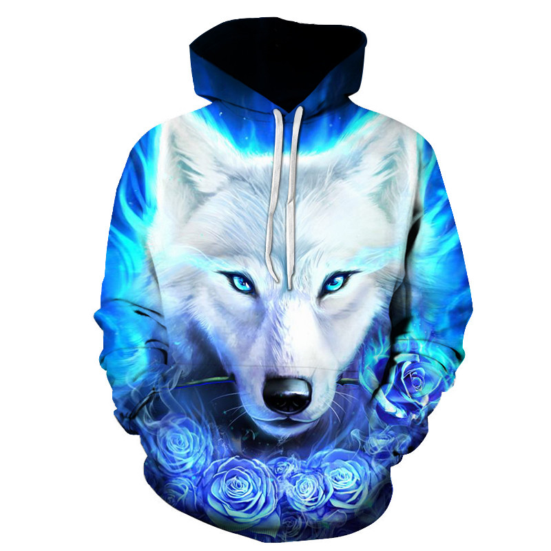 Animal Wolf 3D Prinditud kapuutsiga dressipluusid Meeste Naiste Mood Vabaaja Suur Pullover Hip Hop Harajuku Tänavarõivad Pusad