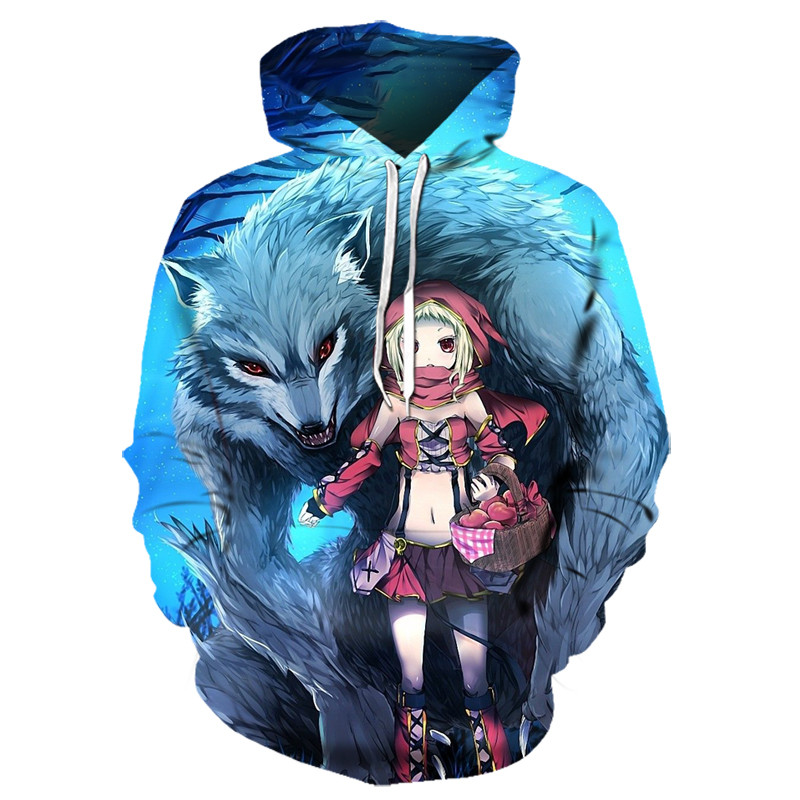 Animal Wolf 3D Prinditud kapuutsiga dressipluusid Meeste Naiste Mood Vabaaja Suur Pullover Hip Hop Harajuku Tänavarõivad Pusad