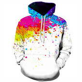 Uued 3D kapuutsiga meeste ja naiste värvilaigud 3D prinditud pikkade varrukatega mütssärkid tänava pulloverid