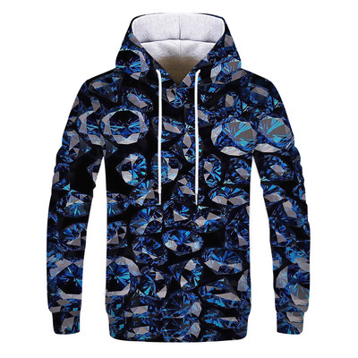 Uued 3D kapuutsiga meeste ja naiste värvilaigud 3D prinditud pikkade varrukatega mütssärkid tänava pulloverid