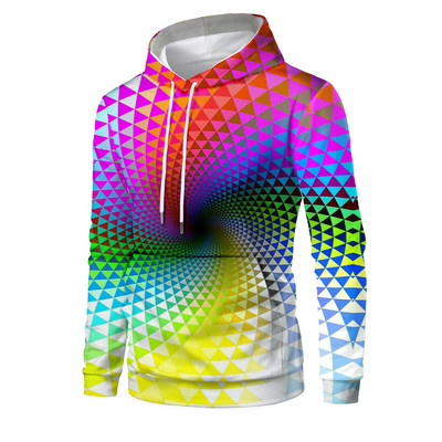 Uued 3D kapuutsiga meeste ja naiste värvilaigud 3D prinditud pikkade varrukatega mütssärkid tänava pulloverid