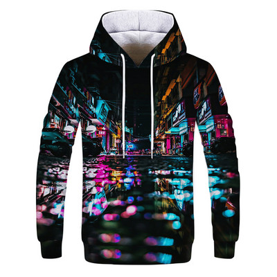 Uued 3D kapuutsiga meeste ja naiste värvilaigud 3D prinditud pikkade varrukatega mütssärkid tänava pulloverid