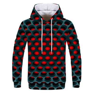 Uued 3D kapuutsiga meeste ja naiste värvilaigud 3D prinditud pikkade varrukatega mütssärkid tänava pulloverid