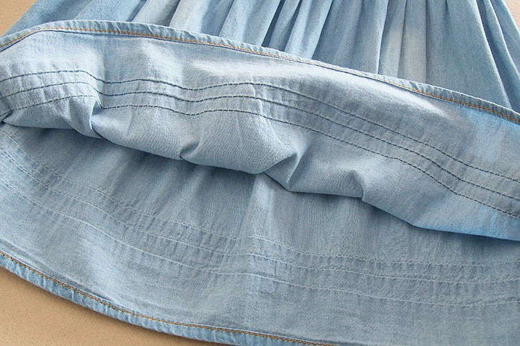 AiLe Rabbit Girls Denim Dress Princess Haljina s izvezenim rukavima Ležerna udobna dječja odjeća visoke kvalitete K1