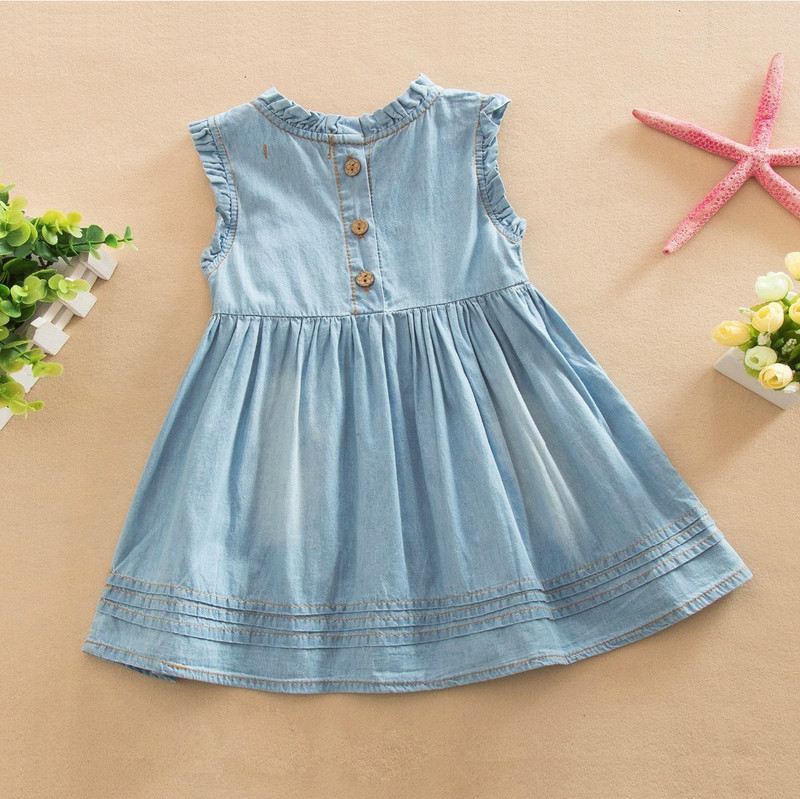 AiLe Rabbit Girls Denim Dress Princess Haljina s izvezenim rukavima Ležerna udobna dječja odjeća visoke kvalitete K1