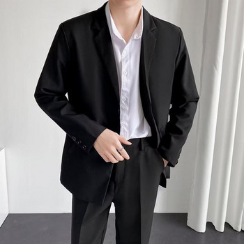 Ανδρικό κοστούμι Μπουφάν Blazer Coat Slim Fit Έξυπνο περιστασιακό Ανοιξιάτικο Λεπτό Μόδα Ρούχα Ασιατικά Μονόστηθο Κορεάτικο Μαύρο Νέα άφιξη