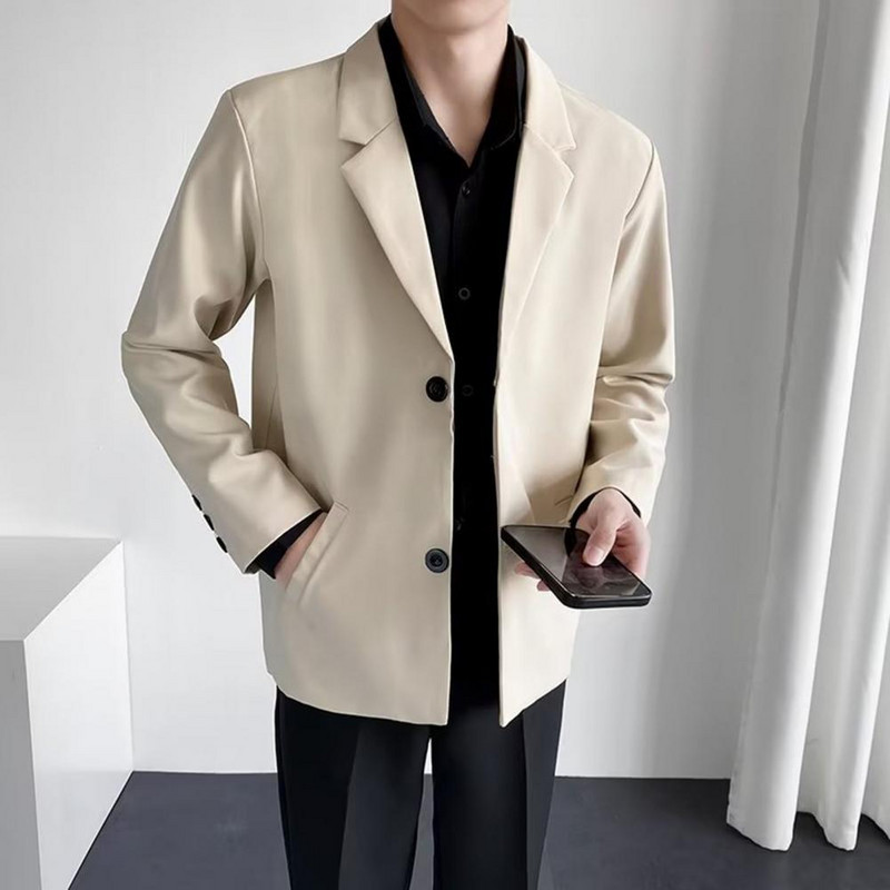 Muško odijelo Jakne Blazer Kaput Slim Fit Smart Casual Proljetna Tanka modna odjeća Azijska jednoredna korejska crna Novi dolazak