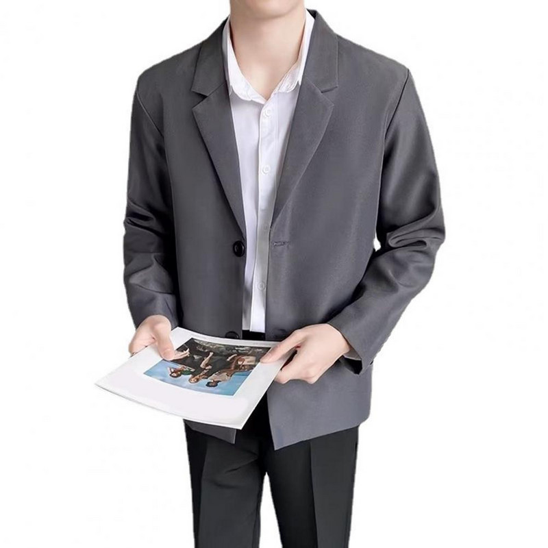 Muško odijelo Jakne Blazer Kaput Slim Fit Smart Casual Proljetna Tanka modna odjeća Azijska jednoredna korejska crna Novi dolazak