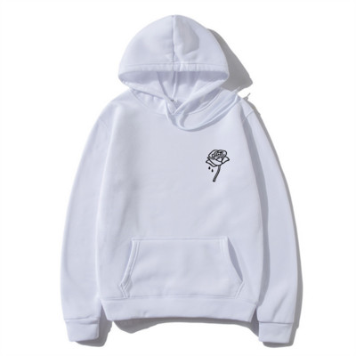 Harajuku Μόδα τριαντάφυλλο λουλούδι τύπωμα κουκούλα ανδρικά γυναικεία μπλουζάκια με κουκούλα casual πουλόβερ Φούτερ Φθινοπωρινό χειμώνα Streetwear ρούχα με κουκούλα