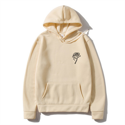 Harajuku Μόδα τριαντάφυλλο λουλούδι τύπωμα κουκούλα ανδρικά γυναικεία μπλουζάκια με κουκούλα casual πουλόβερ Φούτερ Φθινοπωρινό χειμώνα Streetwear ρούχα με κουκούλα