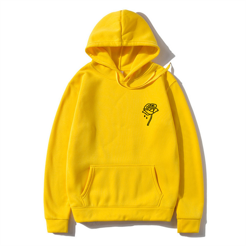 Harajuku Fashion Hoodie s printom cvijeta ruže Muškarci Žene Ležerne majice s kapuljačom Puloveri Sweatshirt Jesen Zima Ulična odjeća s kapuljačom