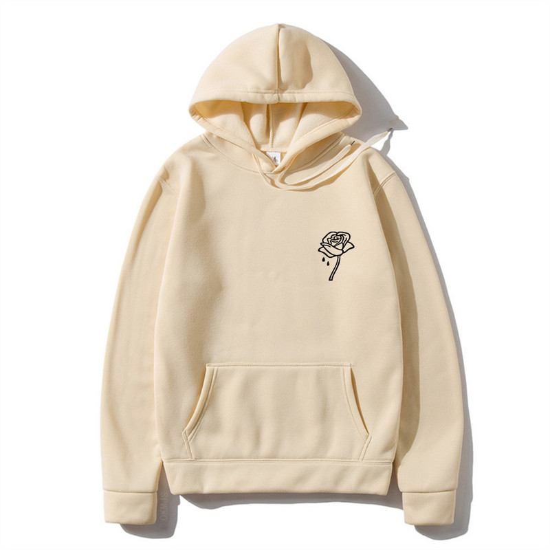 Harajuku Fashion Hoodie s printom cvijeta ruže Muškarci Žene Ležerne majice s kapuljačom Puloveri Sweatshirt Jesen Zima Ulična odjeća s kapuljačom