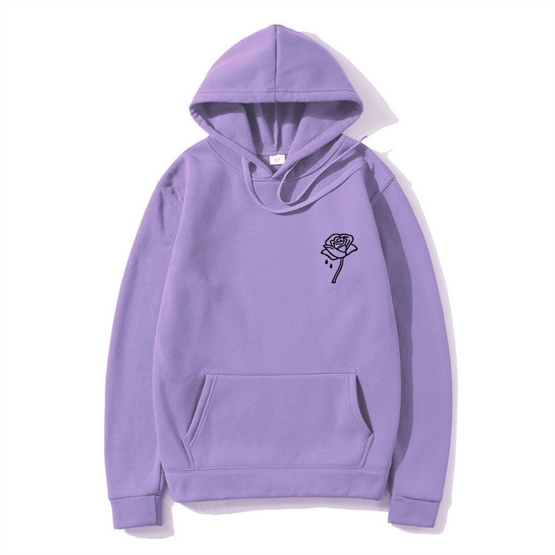 Harajuku Fashion Hoodie s printom cvijeta ruže Muškarci Žene Ležerne majice s kapuljačom Puloveri Sweatshirt Jesen Zima Ulična odjeća s kapuljačom