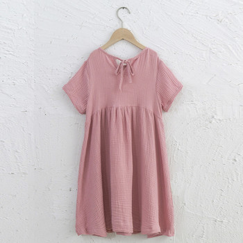 Καλοκαιρινό κοντομάνικο φόρεμα από 100% βαμβάκι για κορίτσια 2022 Νέο μωρό κορίτσι casual loose beach Flowy Παιδικά ρούχα