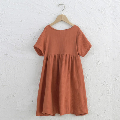 Rochie de vară cu mânecă scurtă pentru fete 100% bumbac, 2022, noua fetiță, lejer lejer, rochii fluide de plajă, îmbrăcăminte pentru copii