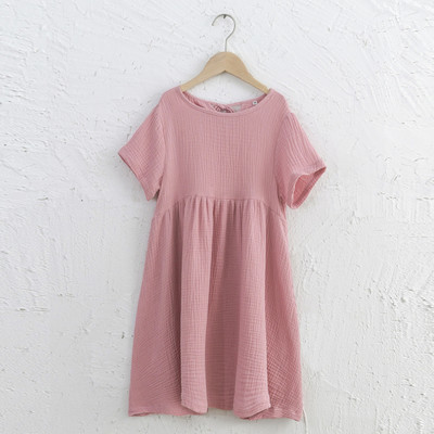 Rochie de vară cu mânecă scurtă pentru fete 100% bumbac, 2022, noua fetiță, lejer lejer, rochii fluide de plajă, îmbrăcăminte pentru copii