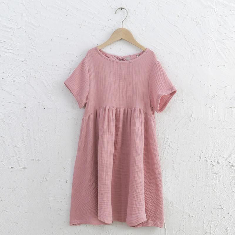 Rochie de vară cu mânecă scurtă pentru fete 100% bumbac, 2022, noua fetiță, lejer lejer, rochii fluide de plajă, îmbrăcăminte pentru copii