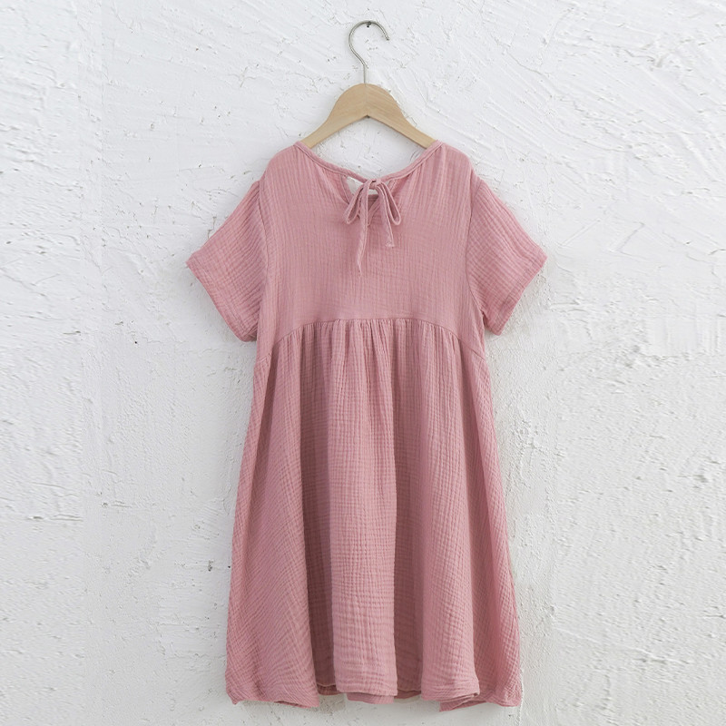 Rochie de vară cu mânecă scurtă pentru fete 100% bumbac, 2022, noua fetiță, lejer lejer, rochii fluide de plajă, îmbrăcăminte pentru copii