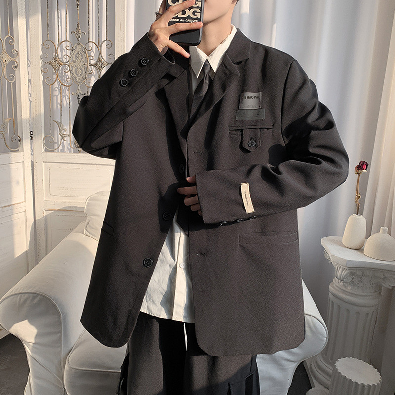 Muški blejzeri dugih rukava Dizajnerska nježna ulična odjeća Zgodna japanska moda Ležerna elegantna Nova cool oprema Harajuku korejski stilski