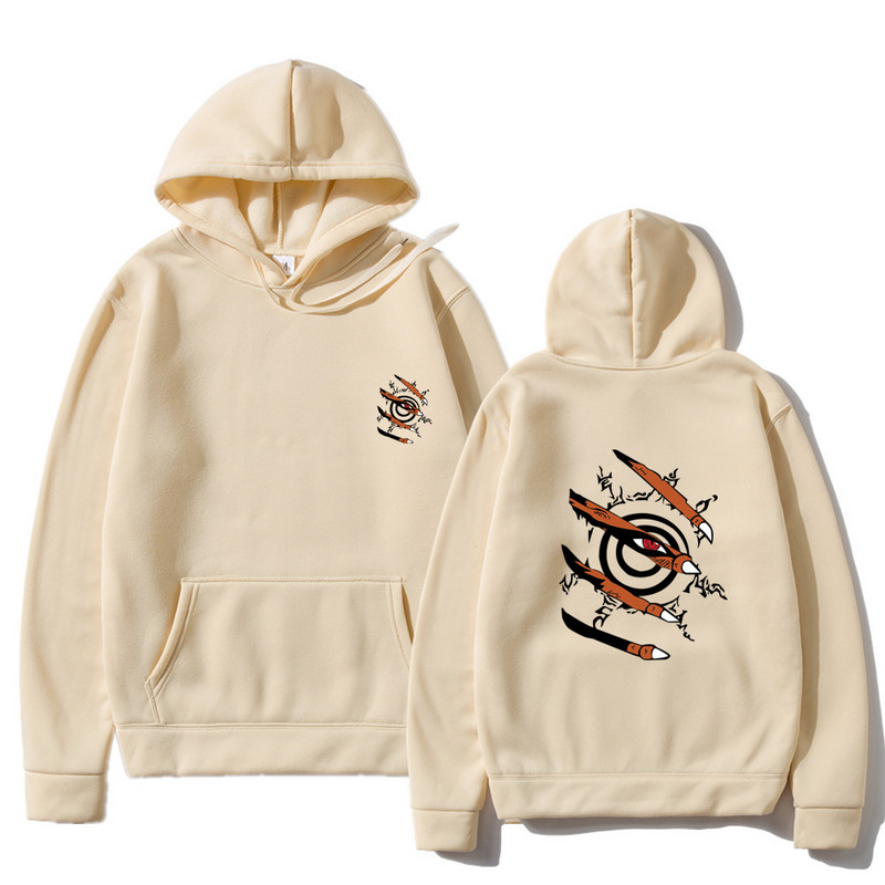 Vyriški megztiniai megztiniai Anime drabužiai Kurama Ninjutsu Print Harajuku Gatvės drabužiai Hoodies Mada Kasdieniai Laisvi Negabaritiniai megztiniai