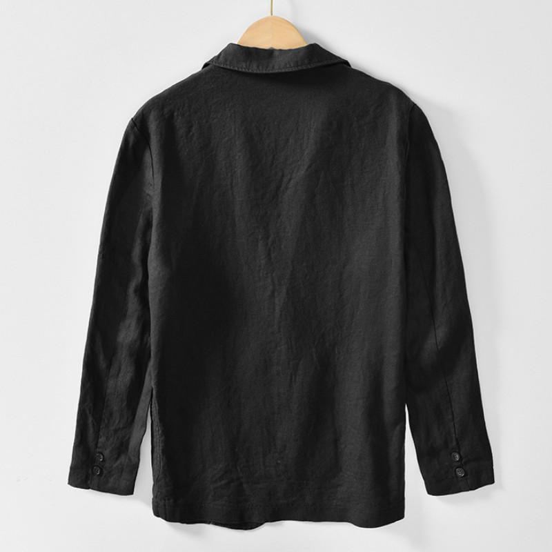 Άνοιξη 2023 Νέα καθημερινά λευκά και βαμβακερά κοστούμια σαφάρι για άντρες Ενδύματα μονόχρωμα σακάκια ανδρικά μπουφάν Oversize BL988