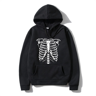 Meeste kapuuts Hip-Hop Tänavarõivad Suuremõõtmeline Skeleton Goth Hoodie Juhuslikud kapuutsid Talvepunk Särgid Gooti y2k Meeste riided