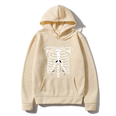 Meeste kapuuts Hip-Hop Tänavarõivad Suuremõõtmeline Skeleton Goth Hoodie Juhuslikud kapuutsid Talvepunk Särgid Gooti y2k Meeste riided